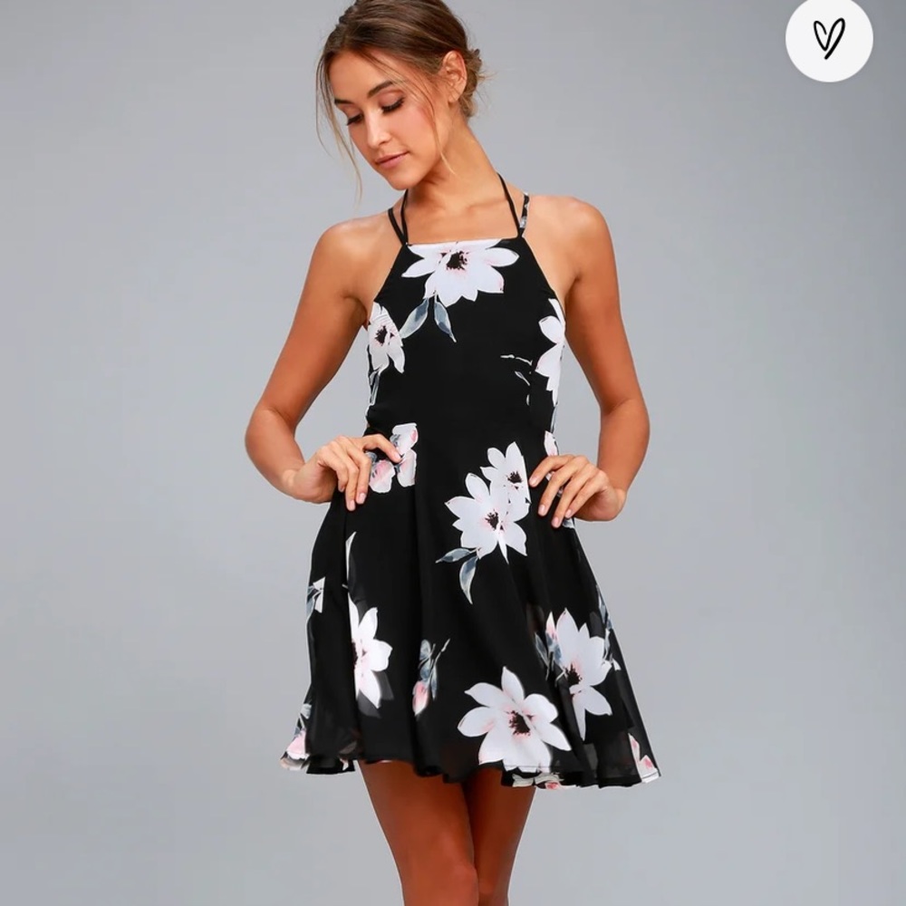 Purple Lulu’s Good Deeds Lace Up Skater Dress